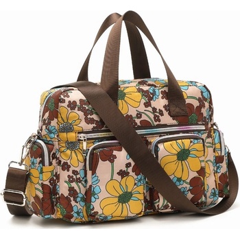 Kono crossbody taška Multipocket Flower khaki