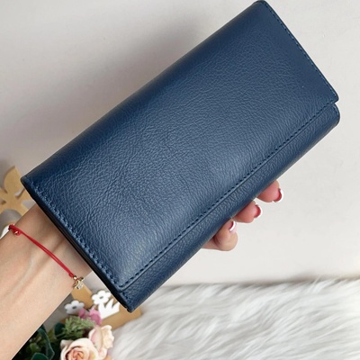 Естествена кожа портмоне Модел w50 Тъмно Синьо