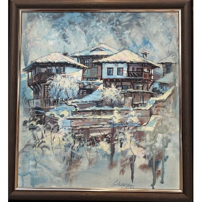 Зимен пейзаж с възрожденски къщи