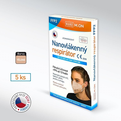 Nano M.ON Český antivirový nanorespirátor FFP2 Tělová 5 ks