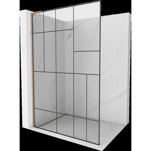 Mexen Kioto L преграда за душ Walk-in 90 x 200 cm, черен модел, четкана мед - 800-090-103-65-78 (800-090-103-65-78)