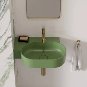 Omnires Lavoar suspendat Omnires Ovo M+ finisaj verde mat 55.5 cm stanga (OVO555UWLOL)