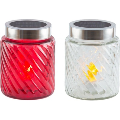 LED cintorínska sviečka solárna Vesta, ø 10,5 × 13 cm, biela, červená, VSS1