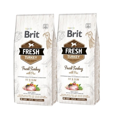 Brit Fresh Пуйка и грах за възрастни кучета Fit & Slim 2x12кг