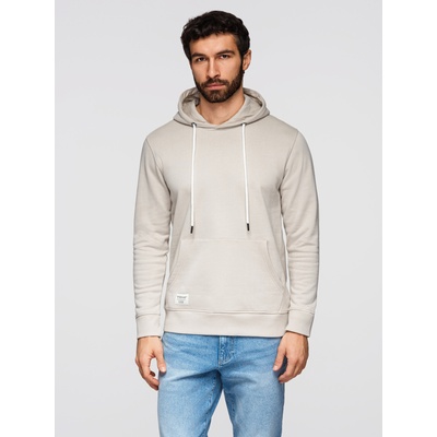 Ombre Clothing Мъжко памучно кангур суитшърт BASIC с качулка - светло бежово Ombre Clothing Ombre Clothing | Bezhov | МЪЖЕ | XXL