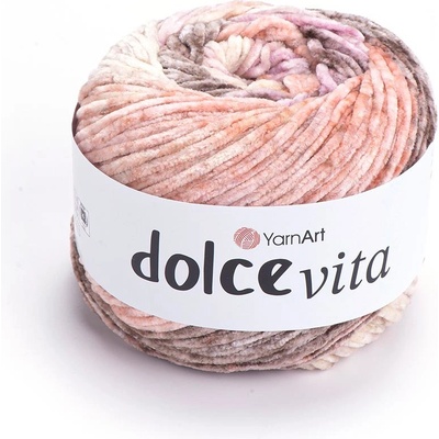 Yarn Art Dolce Vita 3404 hnědá růžová žlutá