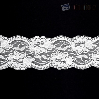 Elastická krajka bílá, 100 mm – Zboží Dáma