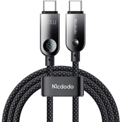 Mcdodo Кабел за данни - Mcdodo (CA-4780) - Type-C → Type-C, PD60W, вграден LED дисплей, ABS + найлон, 1.2m - Черен