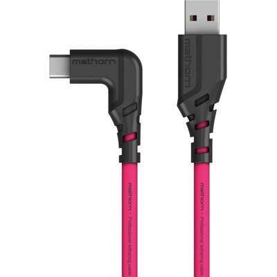 Mathorn MTC-501M USB-A na USB-C, (zahnutý konektor), 5m, magenta