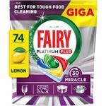 Fairy , Капсули за съдомиялна Platinum Plus Lemon Giga, 74 бр