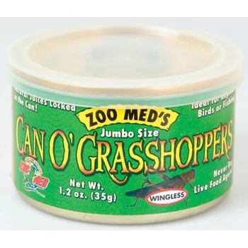 Zoo Med Laboratories Inc Zoo Med Can’O Grasshoppers - консервирани тревни скакалци без крила 35 гр. (20 бр XL) - подходящи за влечуги, птици и риболов