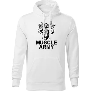 DRAGOWA мъжки суитшърт с качулка Muscle Army Team, бял, 320г/м2 (5783)