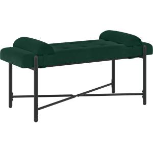 vidaXL Пейка с копчета и възглавници Тъмнозелено 110 x 40 x 46 cm (42038387)
