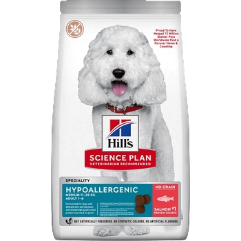 Hill's Hill's Science Plan Canine Hypoallergenic Medium Adult - хипоалергенна суха храна за кучета от средни породи от 1 до 6 години със сьомга - 2.5 кг