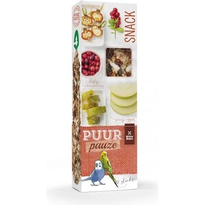 Witte molen PUUR Pauze Sticks - крекери с ябълки, круши, шипки и боровинки за вълнисти папагали 60 гр, 2 броя, Witte Molen, Холандия - 654926