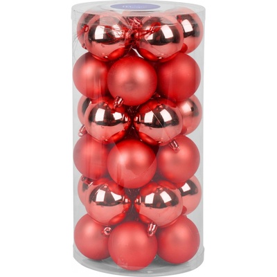 MagicHome Baňky Vánoce 30 ks 6 cm červené mix na vánoční stromeček
