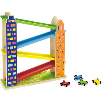 Viga Toys Голяма дървена писта с колички, Viga (50981)