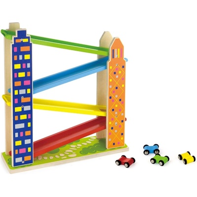 Viga Toys Голяма дървена писта с колички, Viga (50981)