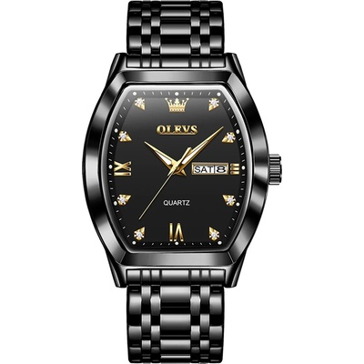 OLEVS Мъжки часовник Olevs CS1592, неръждаема стомана, черен, черен циферблат (CS1592)