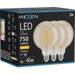 Mexen Vintis 3x LED филамент крушка E27, G125, 8W, Топла - 2700K, 750 lm, кехлибар (L158-E27-0827-50x03)