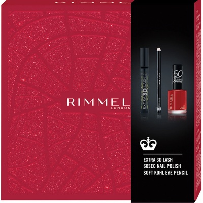 Rimmel London Rimmel Extra 3D Lash riasenka 8 ml + Soft Kohl ceruzka na oči 1,2 g + 60 Seconds lak na nechty 8 ml