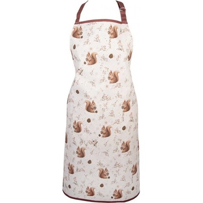 Clayre & Eef Béžová bavlněná zástěra s veverkami Tiny Squirrel