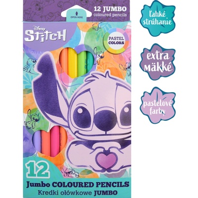 Trojhranné pastelky Colorino JUMBO Stitch Pastel, 12 pastelových barev