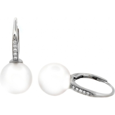 Palmyra perlové visací náušnice s perlou 37105 bílé