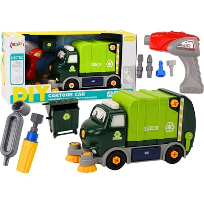 mamido Skladacie kreslené smetiarske auto zelené DIY