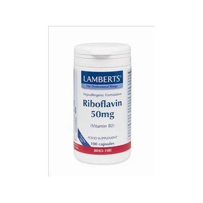 LAMBERTS Хранителна добавка Рибофлавин, витамин В2, Lamberts Vitamin B2 Riboflavin 50mg 100 Caps