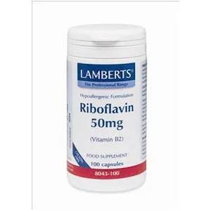 LAMBERTS Хранителна добавка Рибофлавин, витамин В2, Lamberts Vitamin B2 Riboflavin 50mg 100 Caps