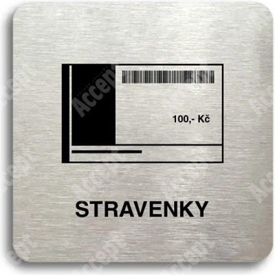 ACCEPT Piktogram stravenky - stříbrná tabulka - černý tisk bez rámečku