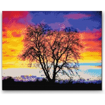 Vymalujsisam Maľovanie podľa čísiel Strom a farebný západ slnka
