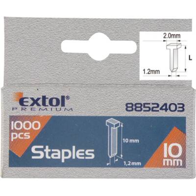 EXTOL klince s hlavičkou pre profesionálnu sponkovačku, 1000 ks; 10 mm (2,0 × 1,2 × 0,52 mm)