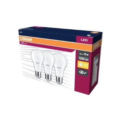 Osram LED Cla. A 75 10W/2700K E27 3pack