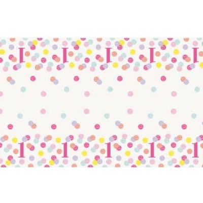 Unique ubrus plastový 1. narozeniny růžové puntíky 137x213cm