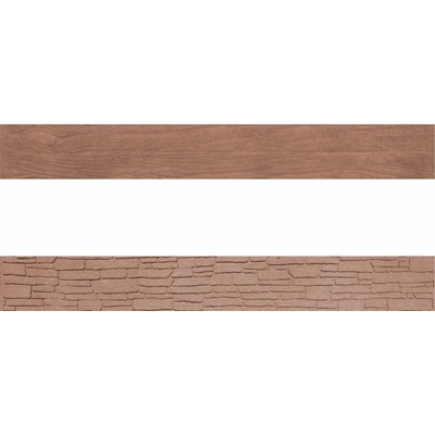 Betonová deska plotová sokl, oboustranná - 200 x 25 cm - dřevo, hnědá barva