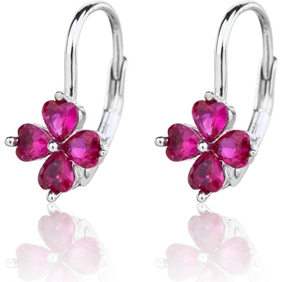 Jan Kos jewellery Stříbrné náušnice s červeným zirkonem MHT-