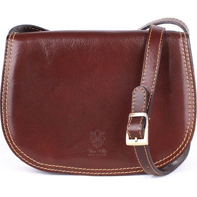 Středně velká kožená crossbody kabelka no. 49 tmavěhnědá