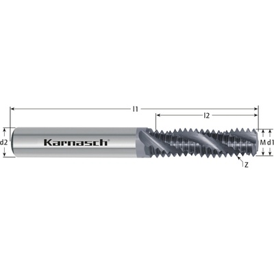 Karnasch 2320050407025 | Tvrdokovová závitová fréza M4x0,7-55x6 mm, Z=3
