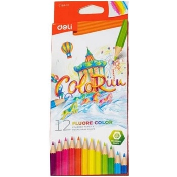 Deli Моливи цветни флуоресцентни ColoRun Deli 12 цвята