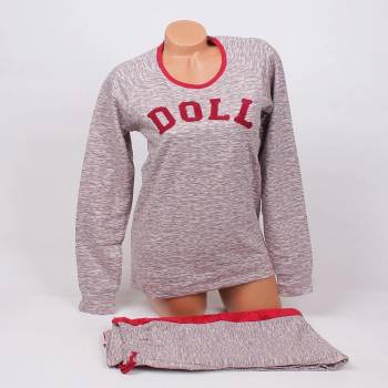 Image 1 of Ватирана пижама с ефектен десен в сиво-бежово