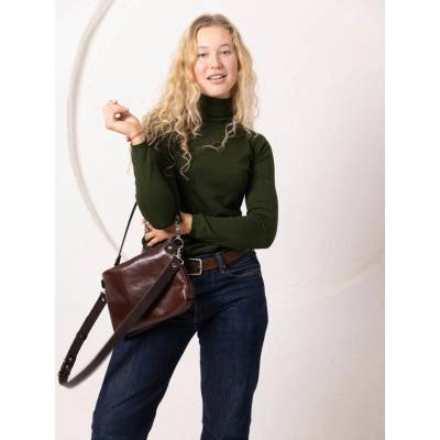 TOKS VISOKS Litovský Ateliér AGLEA kožená crossbody kabelka TOMMY koňaková