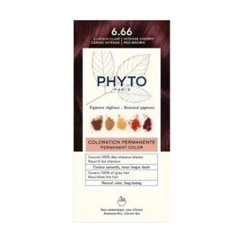 PHYTO Безамонячна боя за коса Светло кафяво, Phyto Phytocolor Hair Dye no Ammonia 6.66 Deep Cherry Light Brown 50ml