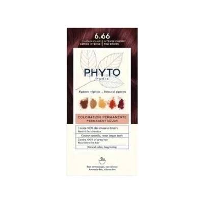 PHYTO Безамонячна боя за коса Светло кафяво, Phyto Phytocolor Hair Dye no Ammonia 6.66 Deep Cherry Light Brown 50ml
