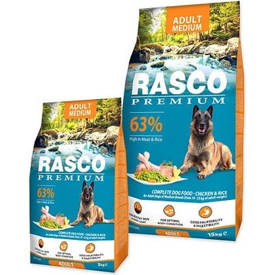 Rasco Premium Adult Medium kuře s rýží 18 kg