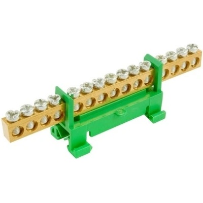 Můstek PE 15 (svorkovnice 15x16mm2), nekrytý IP00, zelený, 63A, na DIN 1000010 eleman – Sleviste.cz