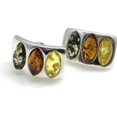 Jan Kos jewellery stříbrné náušnice s jantarem 12125429