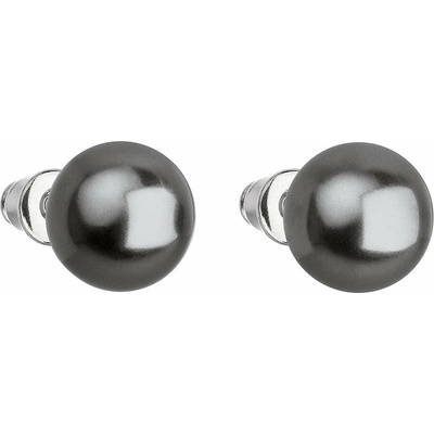 Evolution Group náušnice bižutéria so Swarovski perlou sivé okrúhle 71070.3