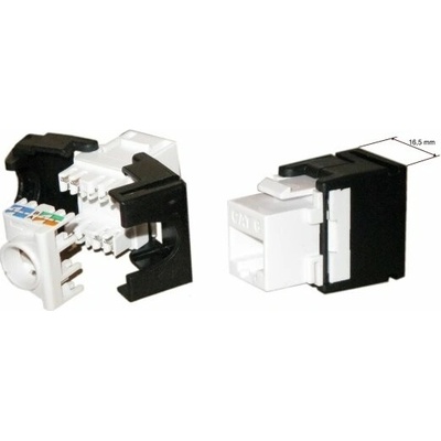 XtendLan Keystone jack RJ45, CAT6, UTP, zaklapávací, bílo-černý KESW6NZIPX